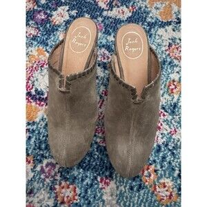 Jack Rogers Mule Shoes Women’s 7.5 Wedge Slip On Brown Suede‎ Leather Comfort